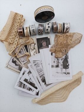 Vintage-Inspired Mixed Media Craft Kit with Cream Lace & Sepia Accents